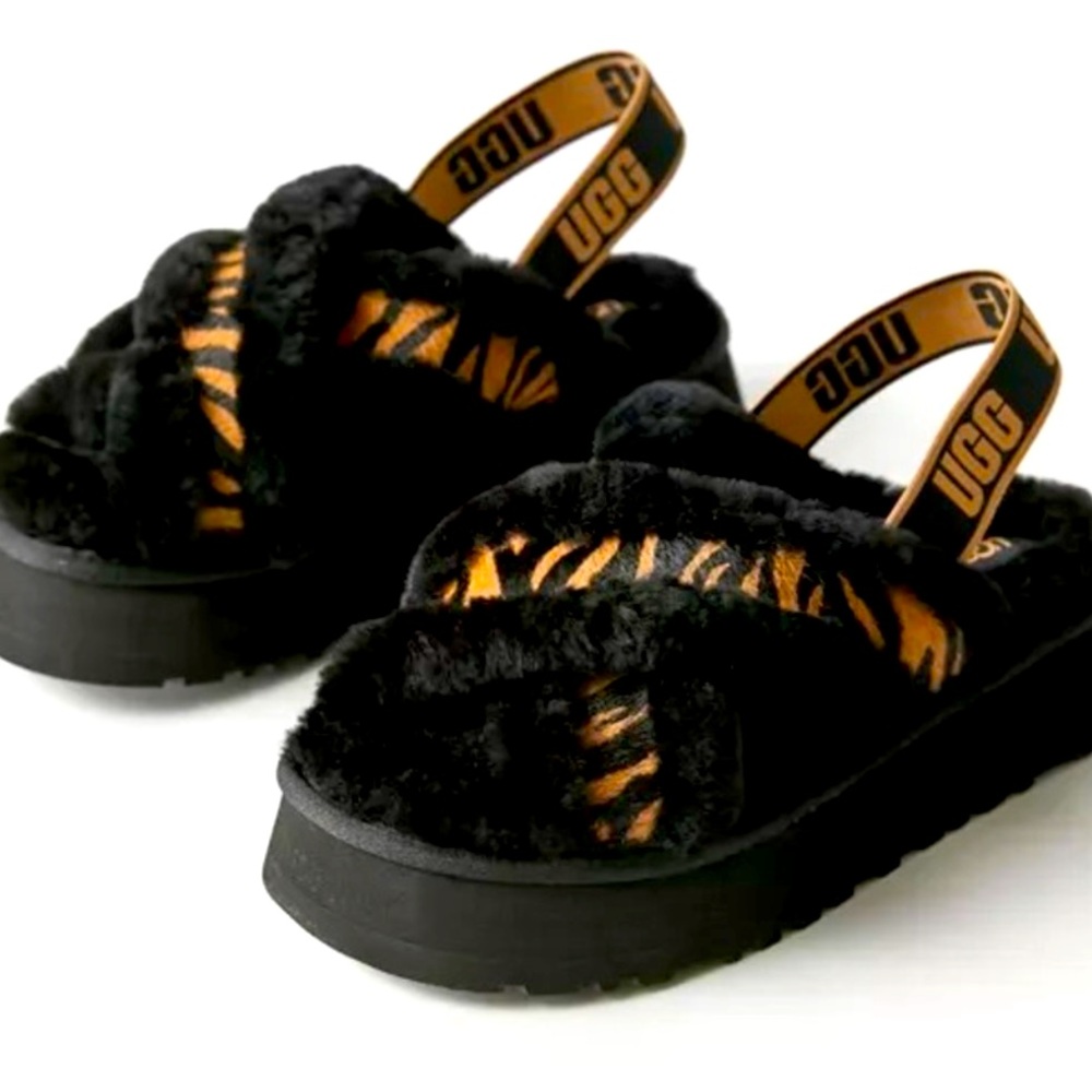 UGG Women's Disco Cross Slide Tiger Print Slipper